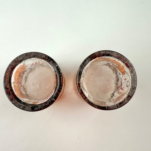 Pair Yankee Candle votive glass candle holders, cornucopia baskets, crackled - Picture 4 of 4